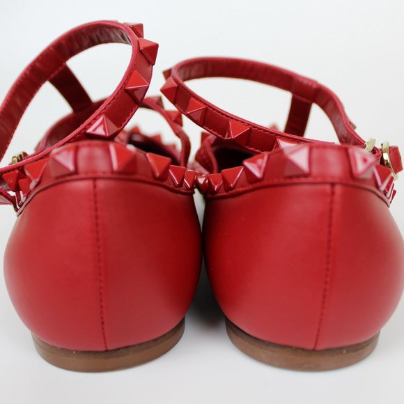 NEW VALENTINO GARAVANI Rockstud Ankle Strap Flats - Picture 9 of 13